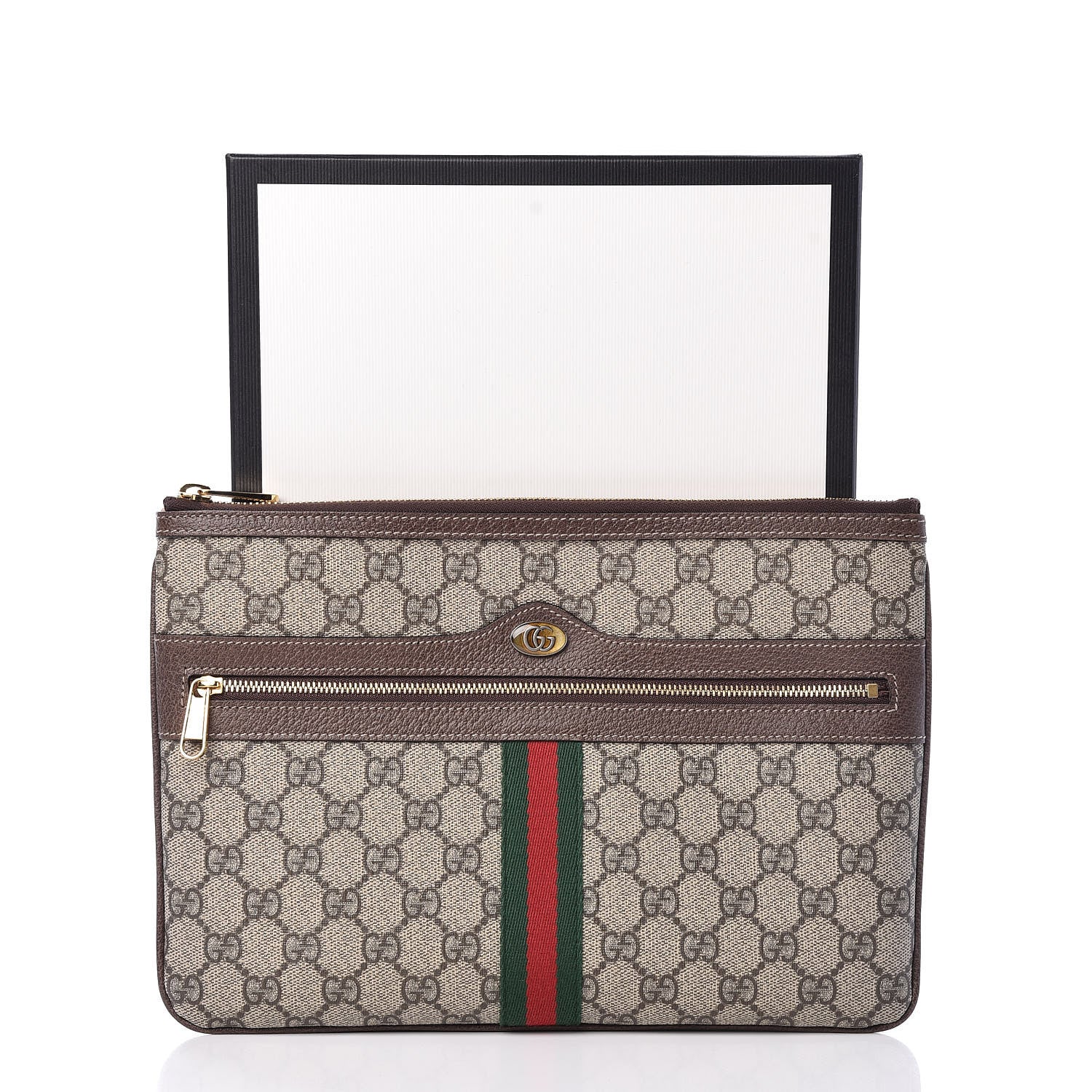 Gucci GG Supreme Monogram Large Ophidia Pouch Clutch Brown 10 of 10