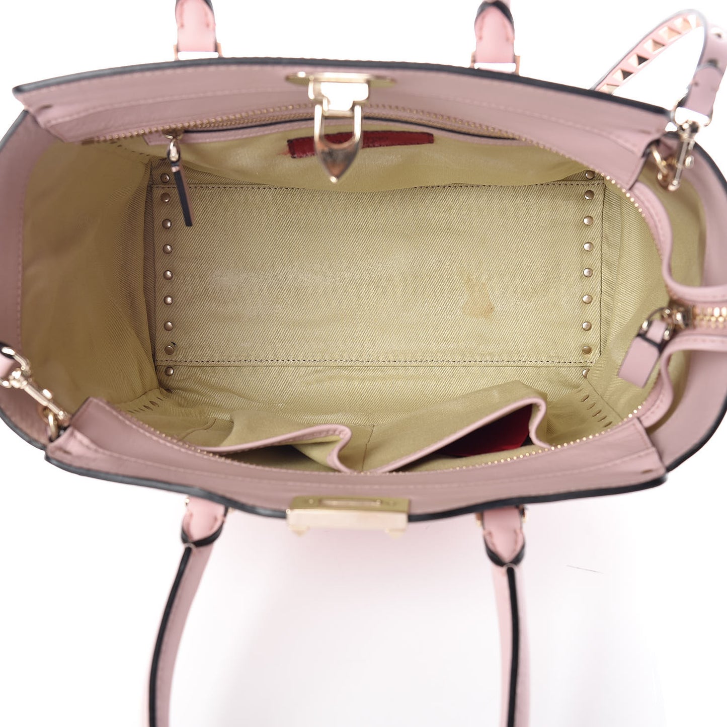 Vitello Rockstud Double Handle Tote Water Rose