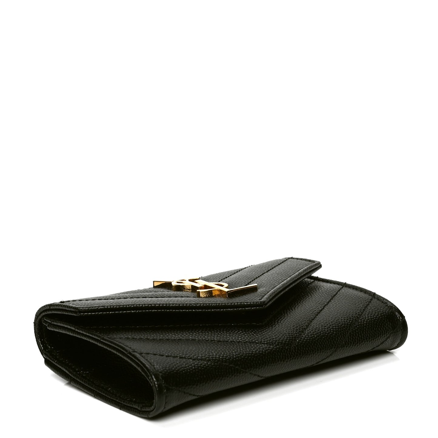 Grain De Poudre Matelasse Chevron Small Monogram Envelope Wallet Black