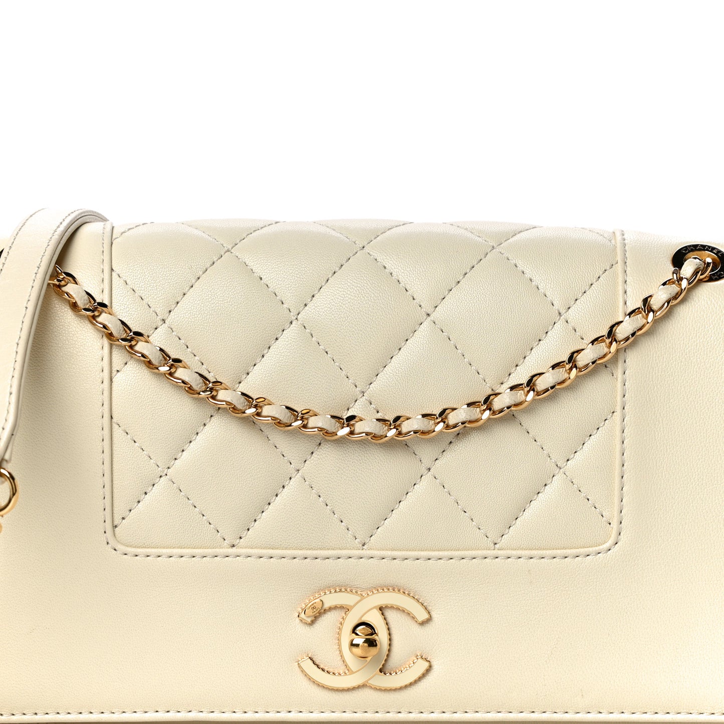 Sheepskin Quilted Vintage Mademoiselle Flap White