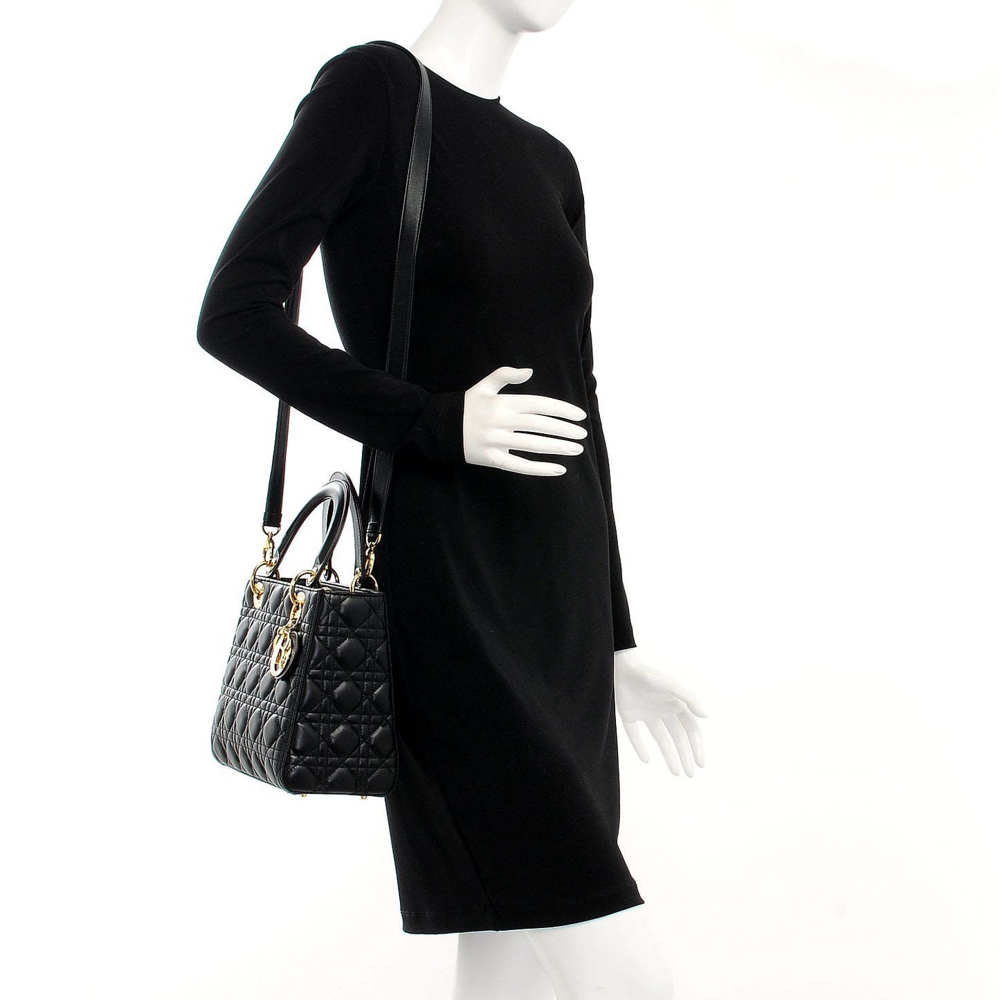 Lambskin Cannage Medium Lady Dior Black