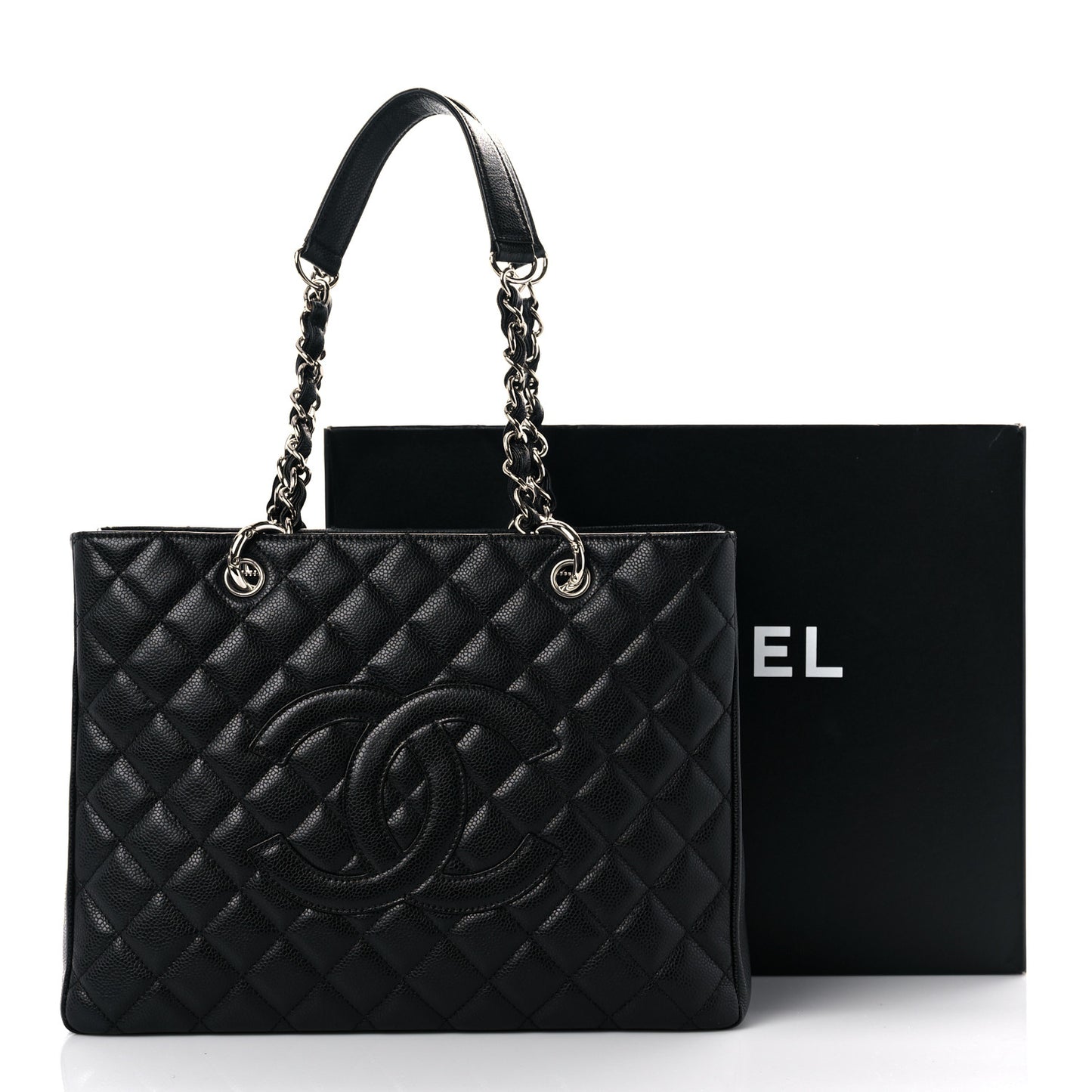 Caviar Quilted Grand Shopping Tote GST Black