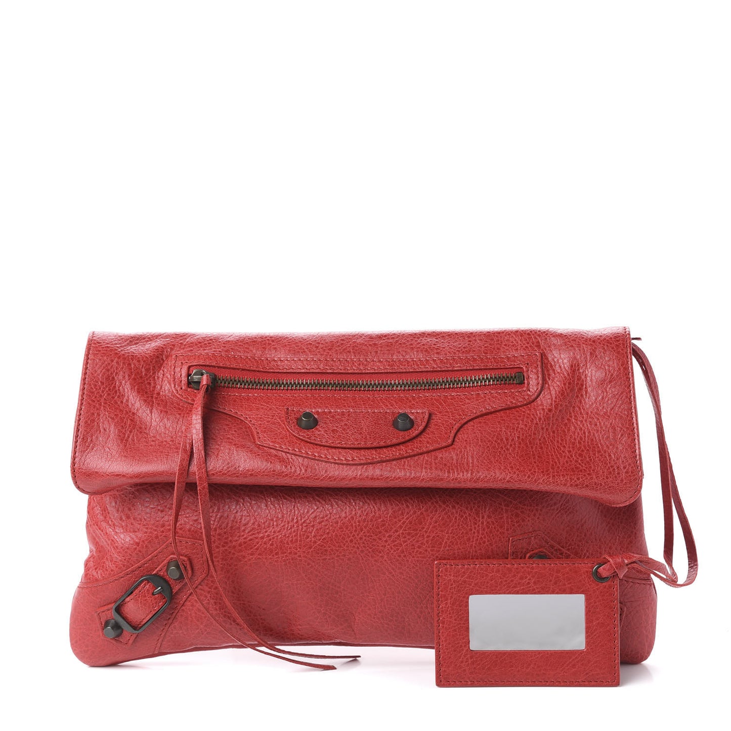 Agneau Classic Hardware Envelope Clutch Rouge Coquelicot