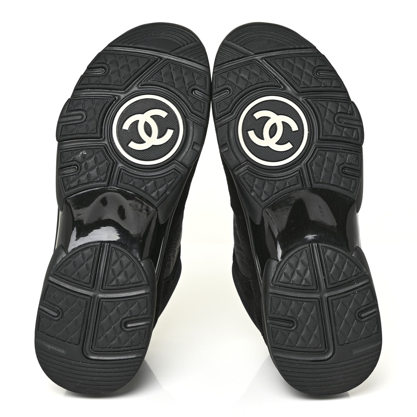 Nylon Calfskin Suede Calfskin CC Sneakers 39.5 Black