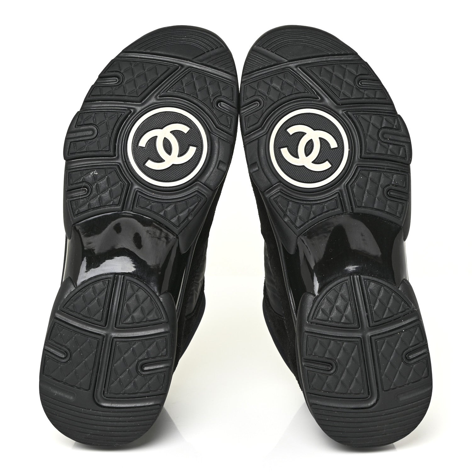 Chanel Nylon Calfskin Suede Calfskin CC Sneakers 39.5 Black 5 of 14
