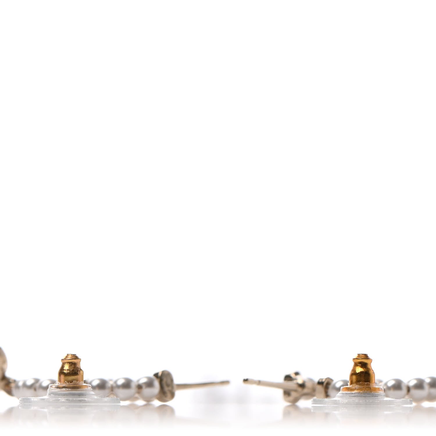 Chanel Pearl Charms CC Hoop Earrings Gold 3 of 4