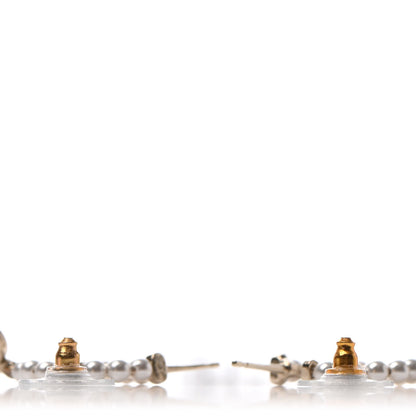 Chanel Pearl Charms CC Hoop Earrings Gold 3 of 4