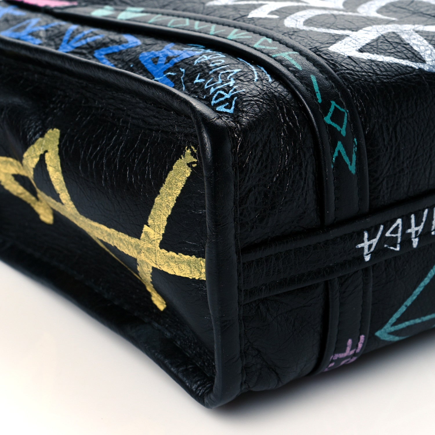Balenciaga Agneau Arena Graffiti All Over XS Bazar Shopper Tote Black Multicolor 9 of 10