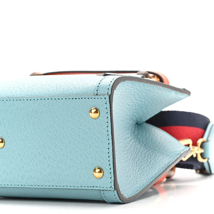 Gucci Textured Dollar Calfskin Web Mini Diana Tote Bag Dusty Azure Deep Orange 9 of 9