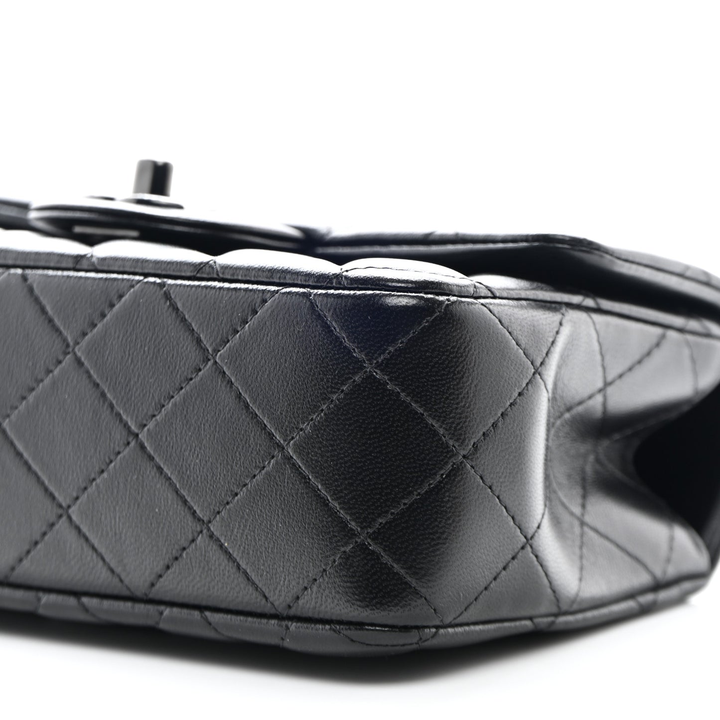 Lambskin Quilted Mini Top Handle Rectangular Flap So Black