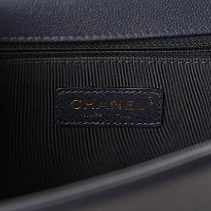 Chanel Caviar Quilted New Medium Boy Flap Dark Navy Blue 6 of 10