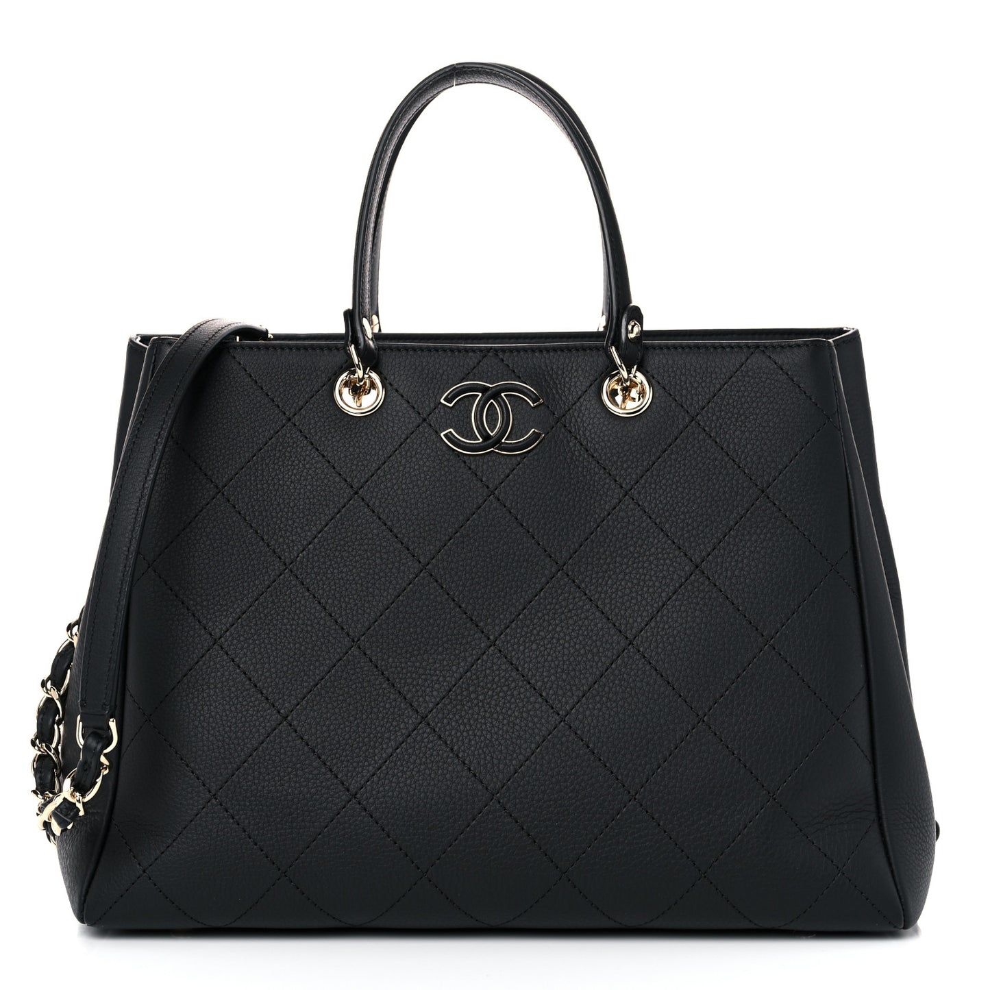 Bullskin Stitched Medium Shopping Bag Black