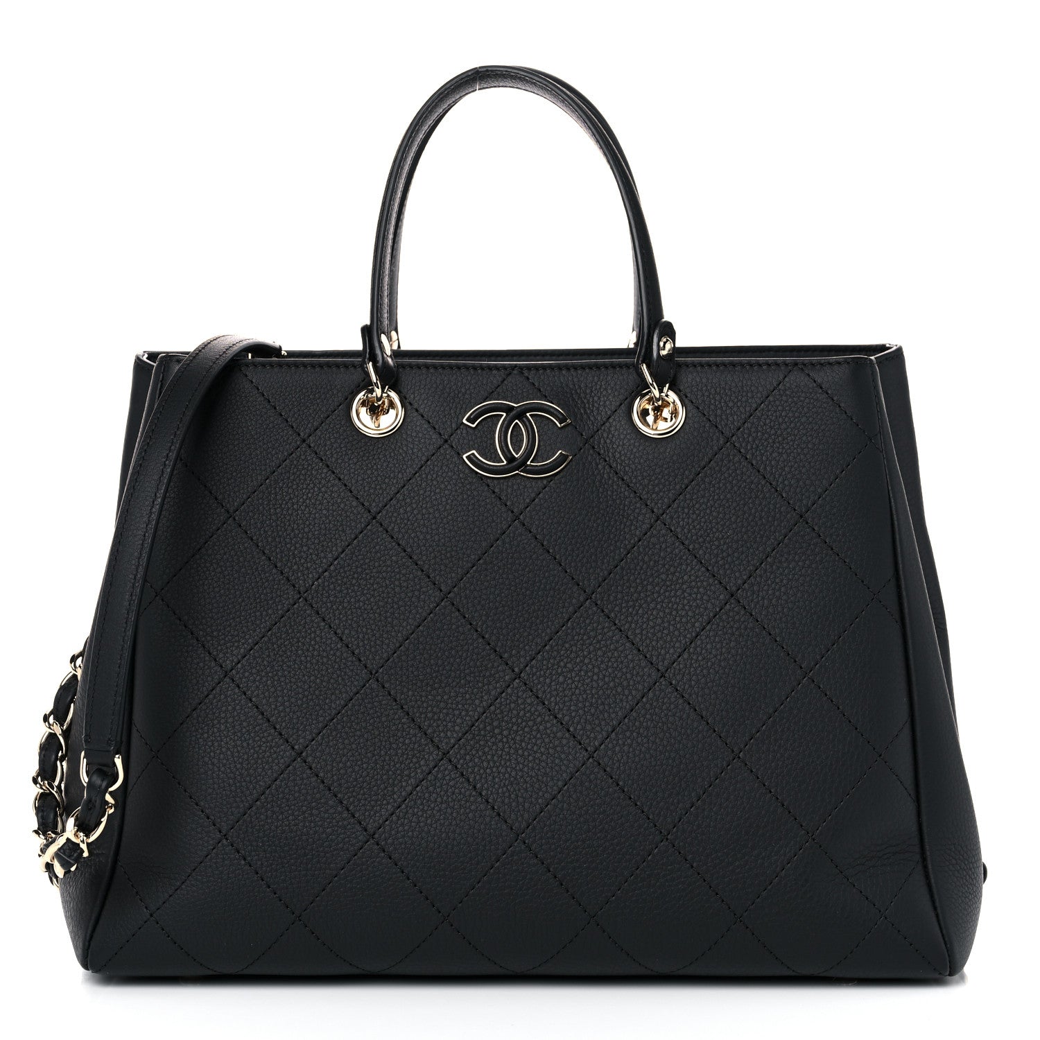 Chanel Bullskin Stitched Medium Shopping Bag Black 1 of 11