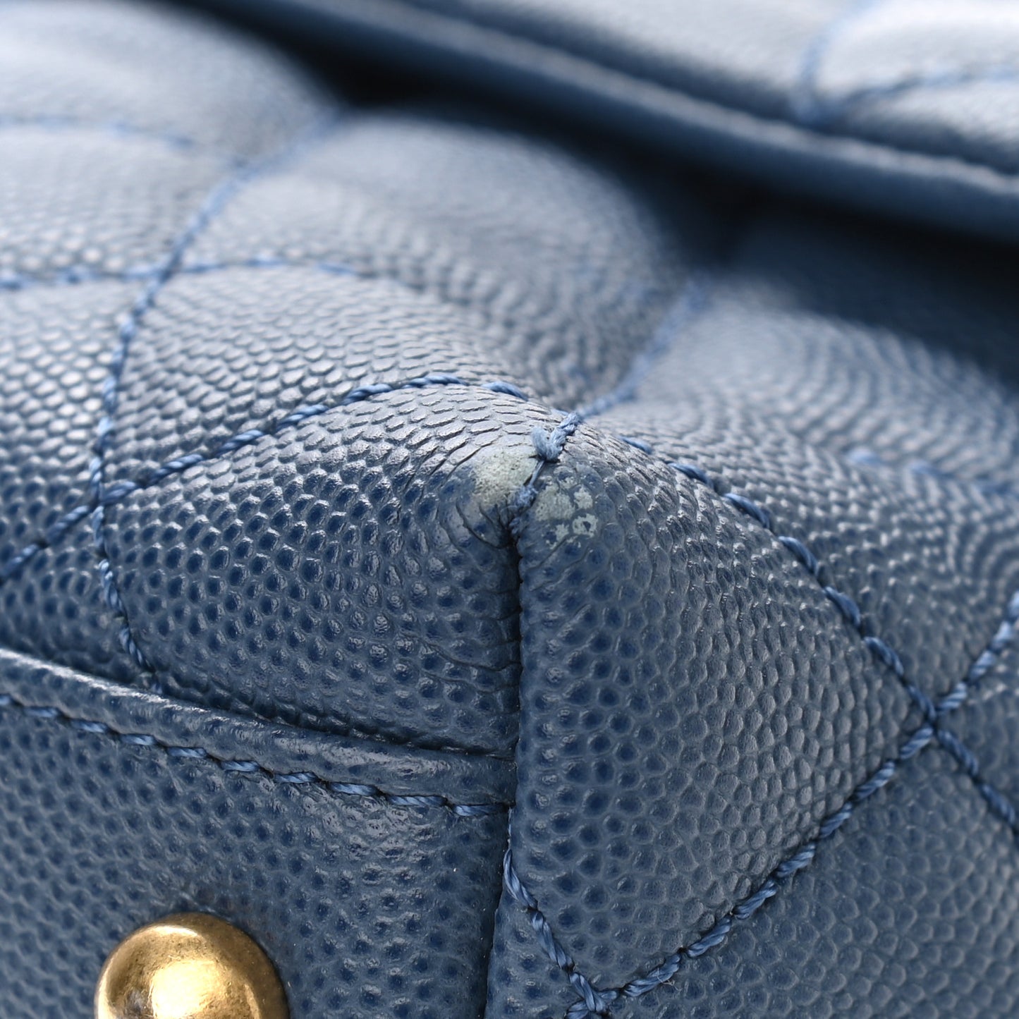 Caviar Quilted Small Coco Handle Flap Blue