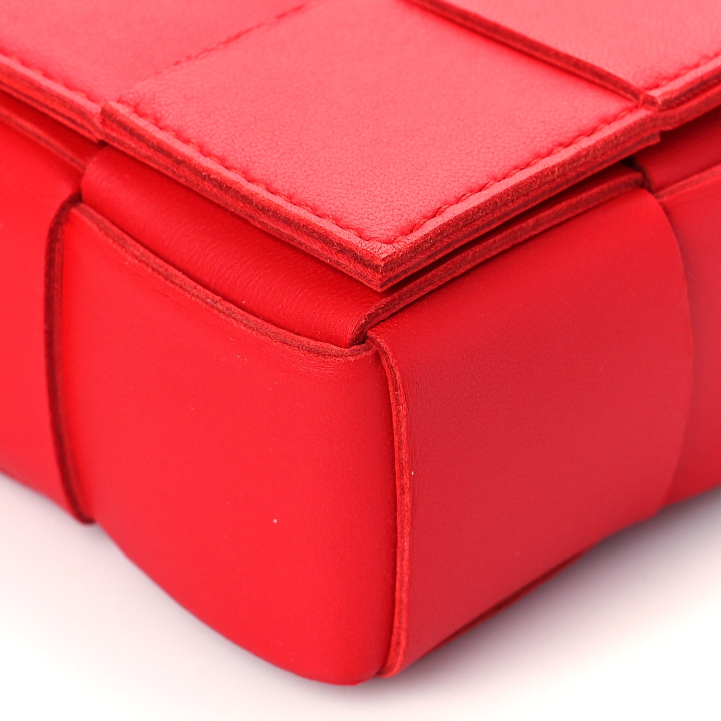 Lambskin Maxi Intrecciato Cassette Crossbody Bag Bright Red