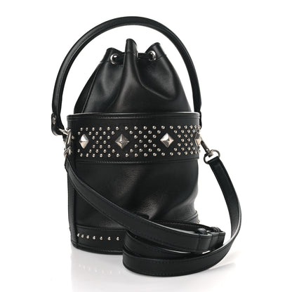 Saint Laurent Smooth Calfskin Studded Small Bahia Drawstring Bucket Bag Black 3 of 10