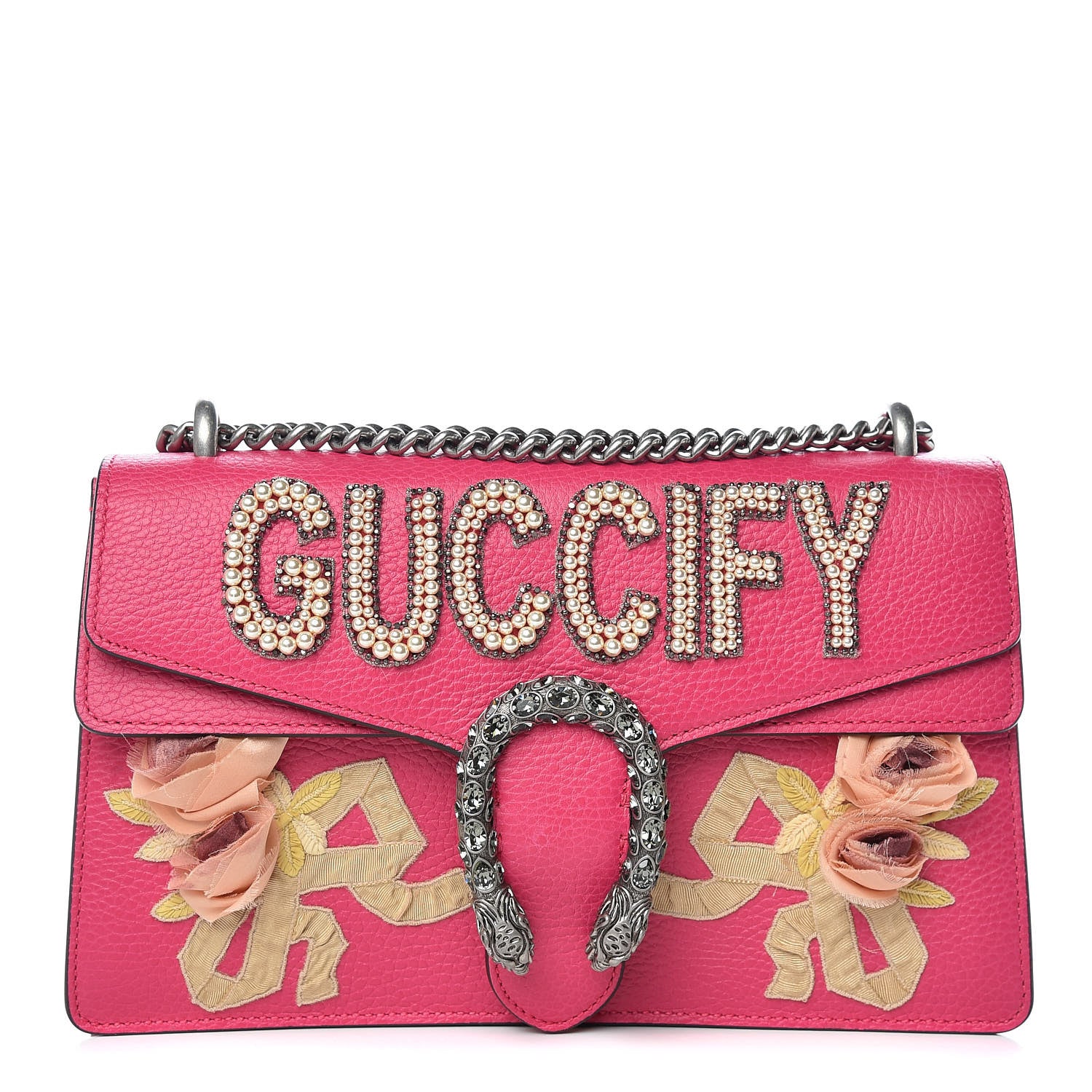 Gucci Pebbled Calfskin Embellished Guccify Small Dionysus Shoulder Bag Rosa 1 of 14