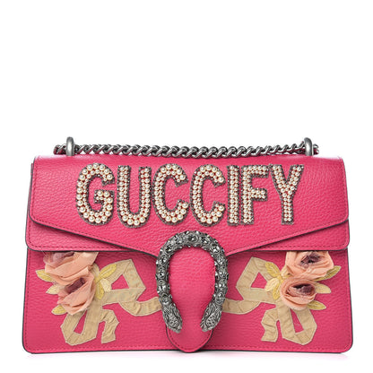 Gucci Pebbled Calfskin Embellished Guccify Small Dionysus Shoulder Bag Rosa 1 of 14