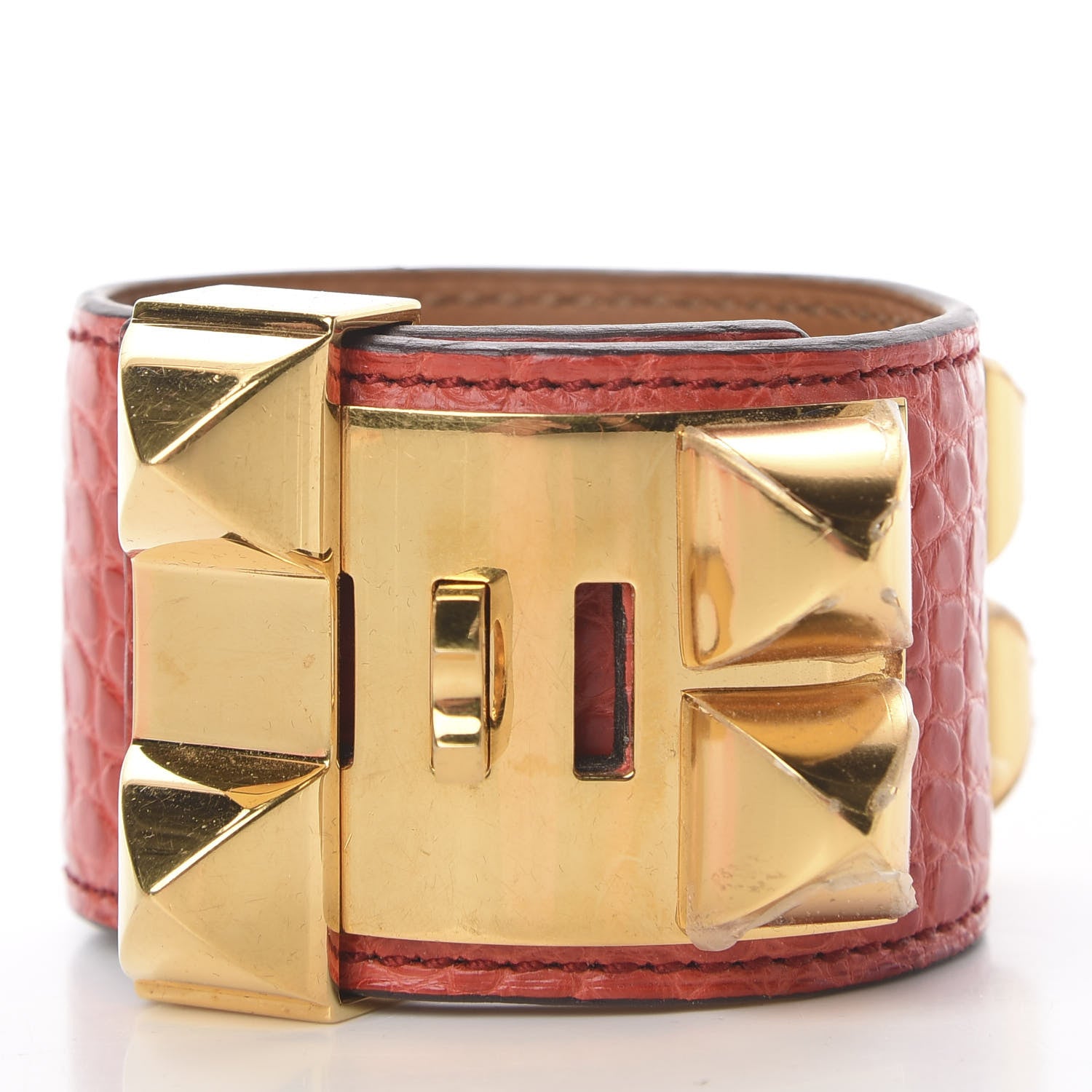 Hermes Matte Alligator Collier De Chien CDC Bracelet S Geranium 2 of 3