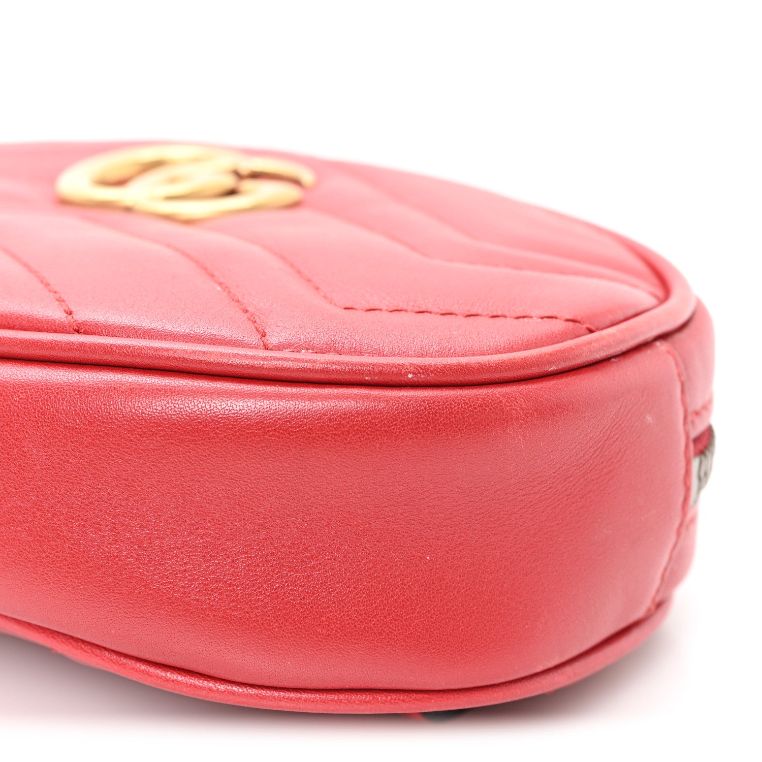 Gucci Calfskin Matelasse GG Marmont Belt Bag 75 30 Hibiscus Red 10 of 11