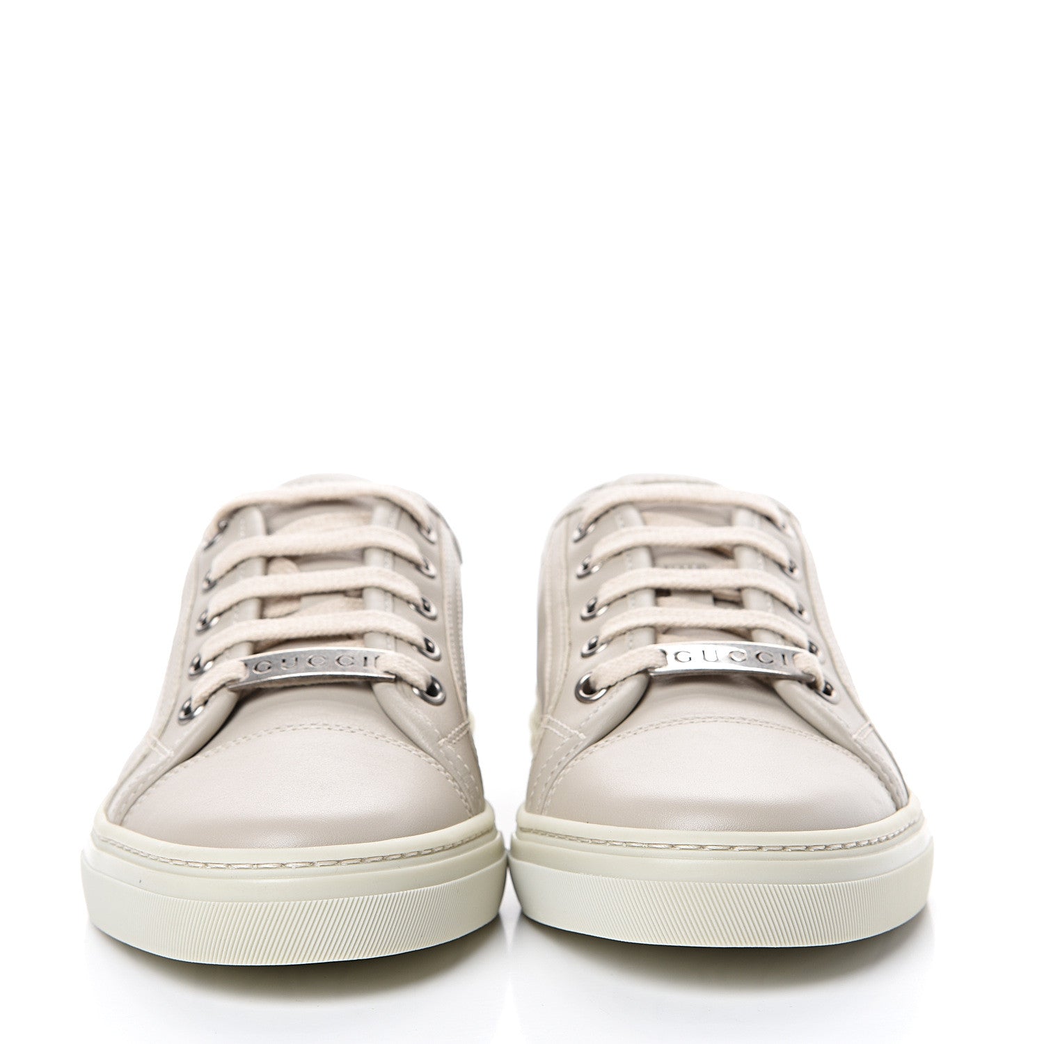 Gucci Calfskin Miro Soft Womens Lace Up Sneakers 35 Mystic White 2 of 9