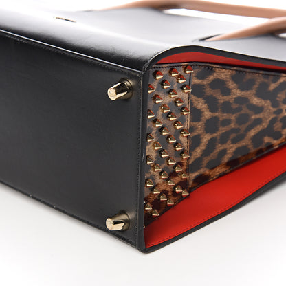 Christian Louboutin Calfskin Patent Leopard Spiked Large Paloma Black 10 of 11