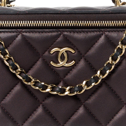 Chanel Iridescent Lambskin Quilted Small Top Handle Vanity Case With Chain Burgundy 8 of 16