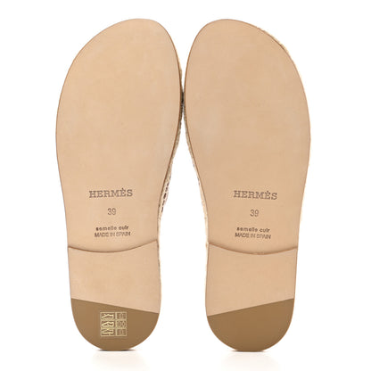 Hermes Calfskin Antigua Espadrille Sandals 39 Naturel Safari 5 of 9