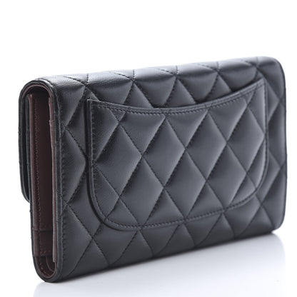 Chanel Lambskin Quilted Large Flap Wallet Black 3 of 12