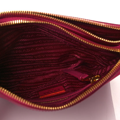 Prada Tessuto Nylon Soft Calf Double Zip Crossbody Bag Ibisco 6 of 11
