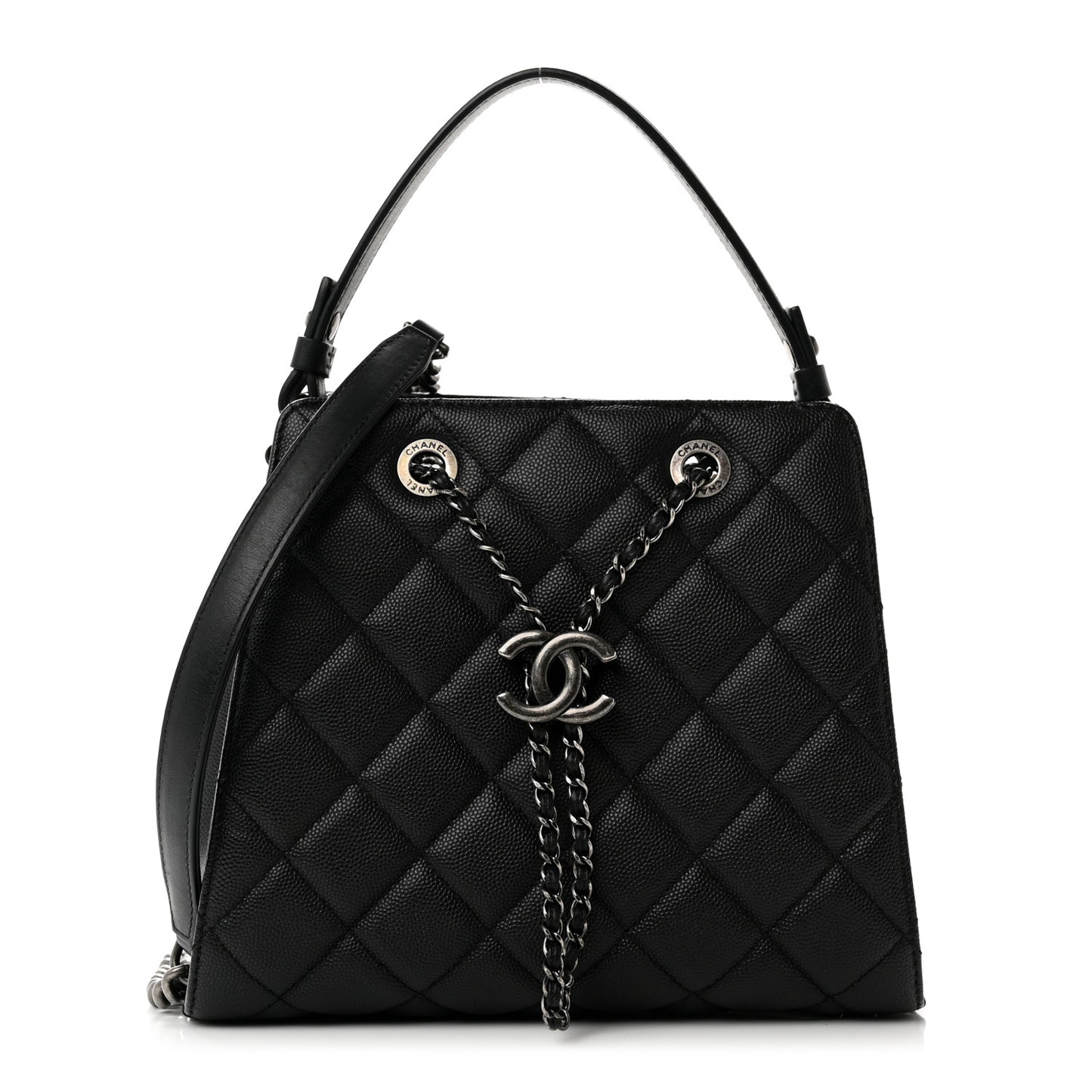 Caviar Quilted Small CC Bucket Bag Black