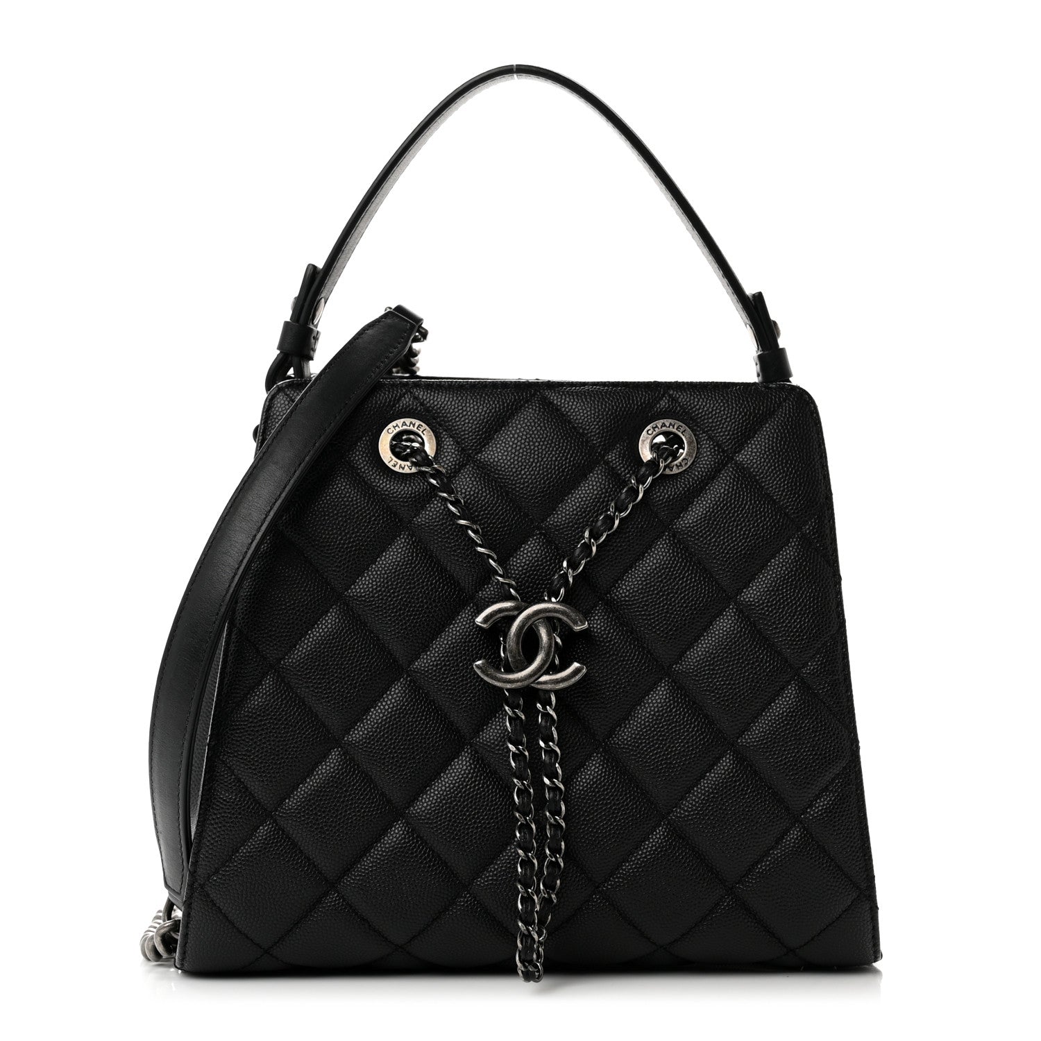 Chanel Caviar Quilted Small CC Bucket Bag Black 1 of 10