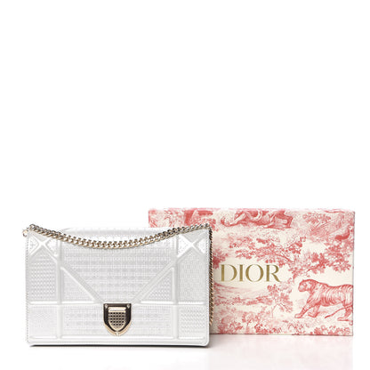 Christian Dior Patent Micro-Cannage Diorama Wallet on Chain Pouch White 10 of 10