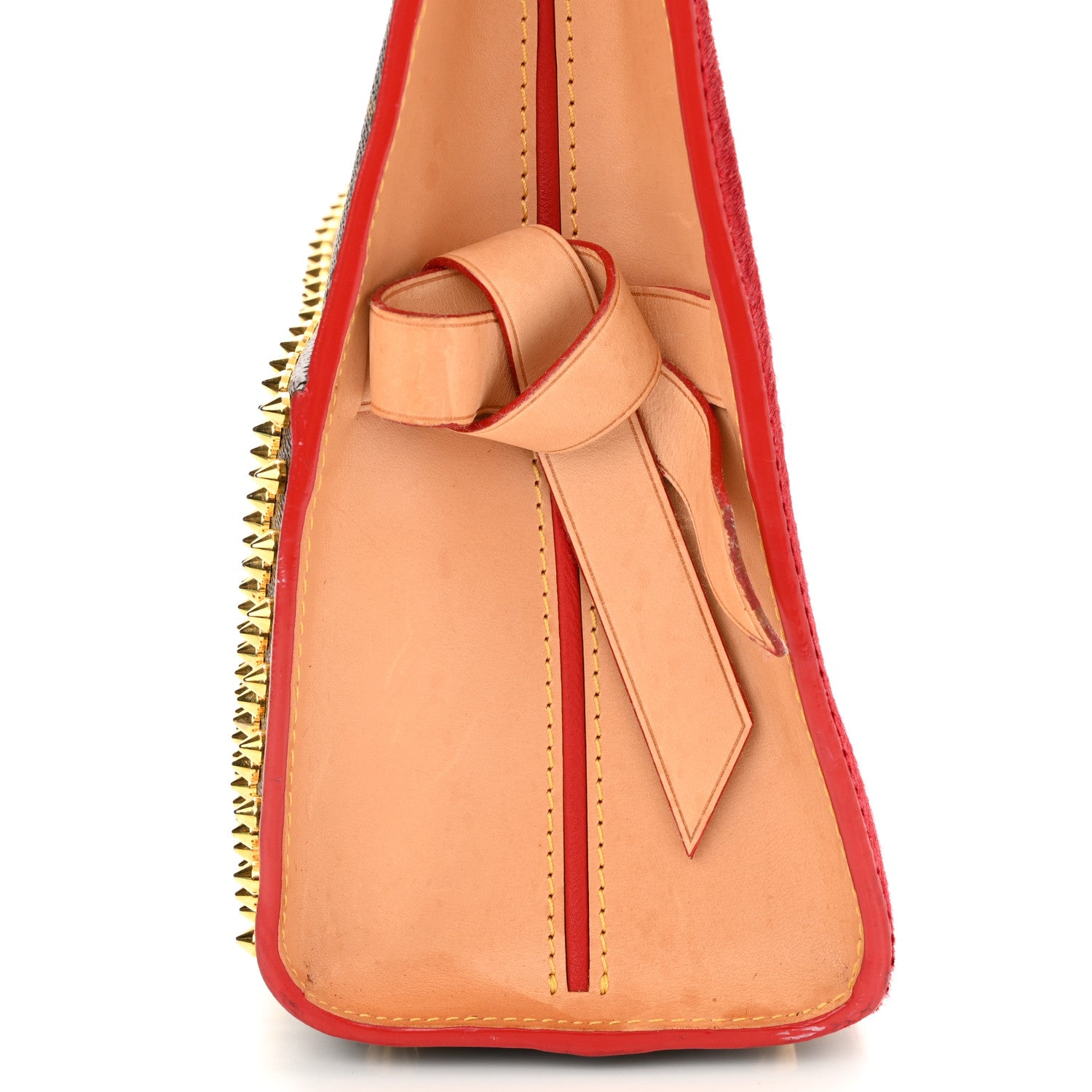 Louis Vuitton Monogram Calf Hair Spikes Iconoclasts Christian Louboutin Tote Red 10 of 11