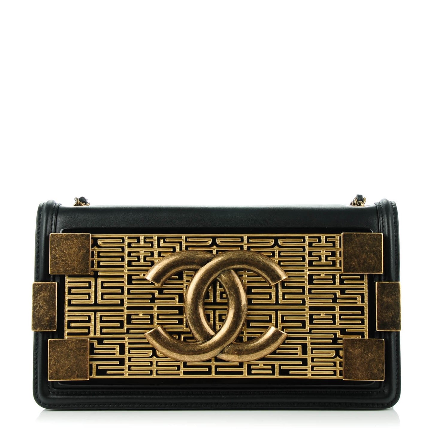 Lambskin and Plexiglass Seamless Greek Boy Brick Flap Black