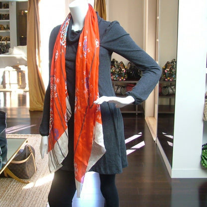 Chanel Silk Scarf CC Logo Orange 2 of 6