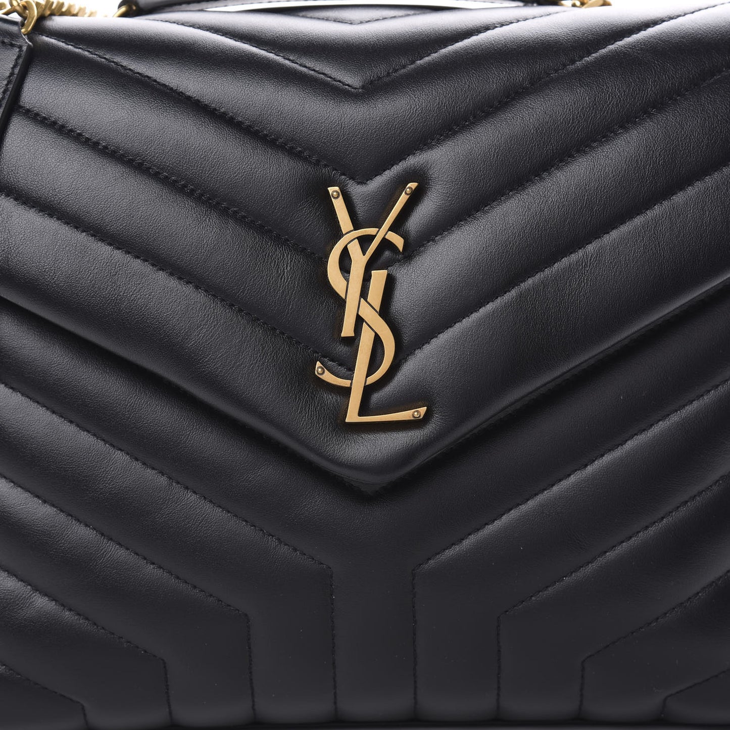 Calfskin Y Quilted Monogram Medium Loulou Chain Satchel Black