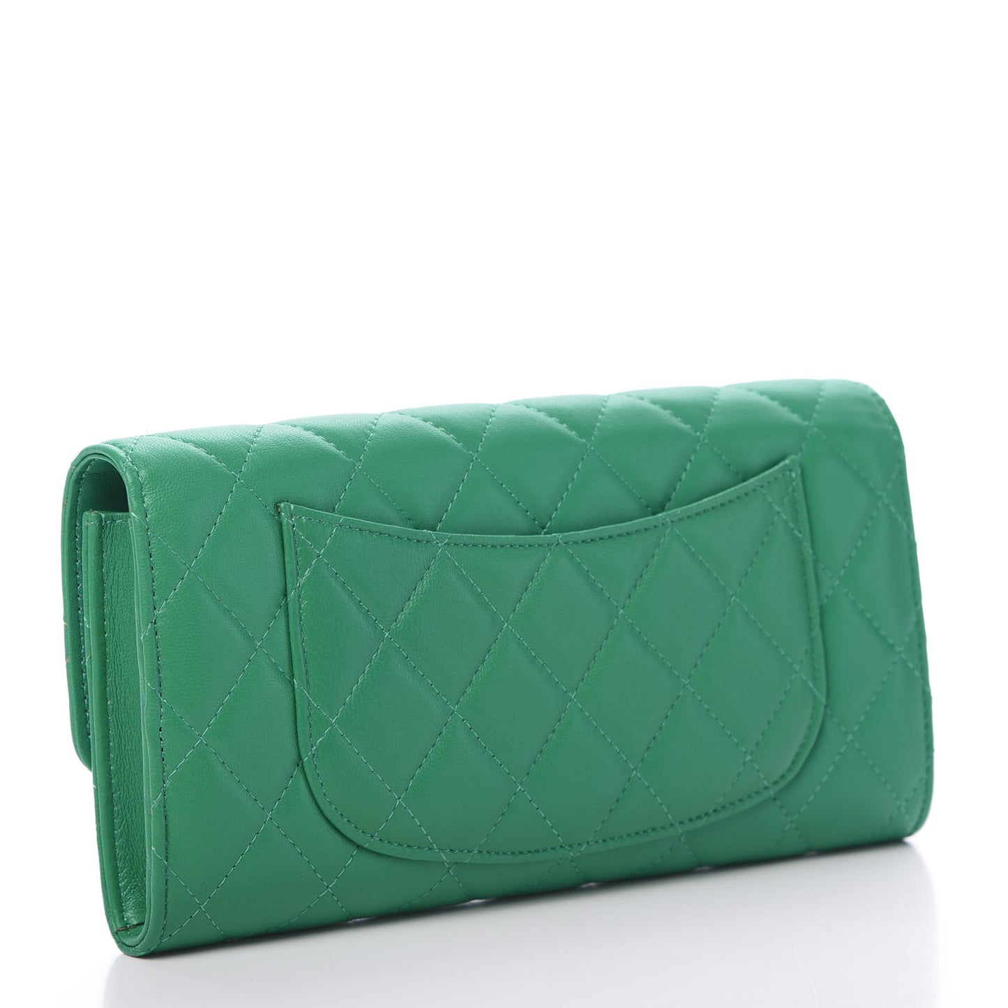 Lambskin Quilted Travel Wallet Green