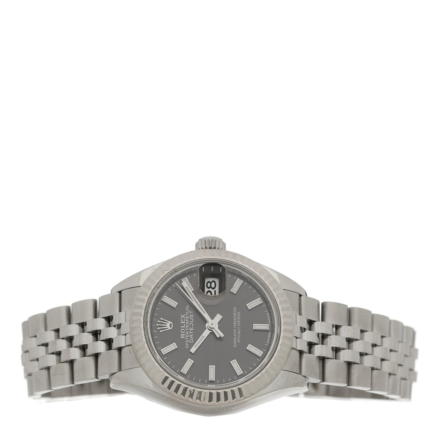 Stainless Steel 18K White Gold 28mm Oyster Perpetual Datejust Watch Black 279174