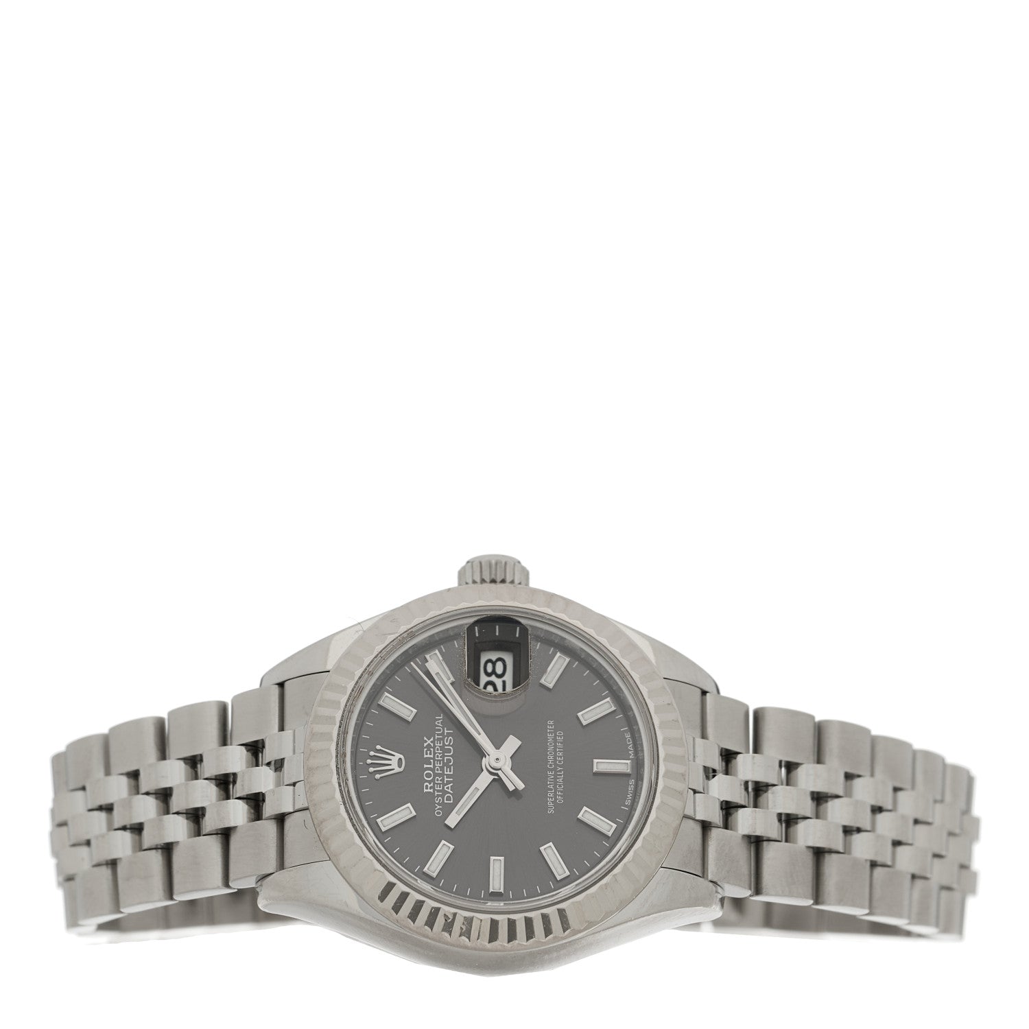 Rolex Stainless Steel 18K White Gold 28mm Oyster Perpetual Datejust Watch Black 279174 2 of 5