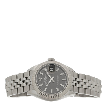 Rolex Stainless Steel 18K White Gold 28mm Oyster Perpetual Datejust Watch Black 279174 2 of 5