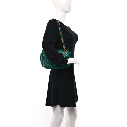 Gucci Calfskin Matelasse Small GG Marmont Shoulder Bag Emerald Green 3 of 13