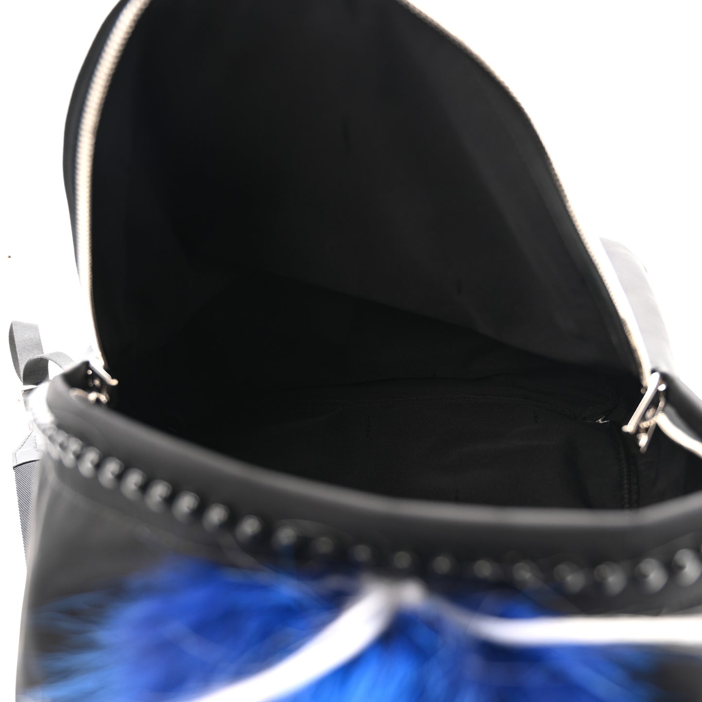 Nylon Vitello Century Mink Fox Goat Fur Studded Karlito Backpack Black Multicolor