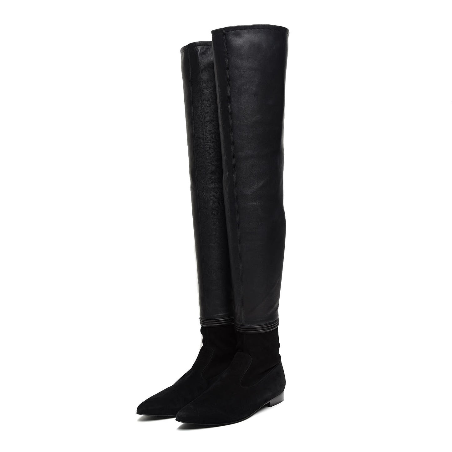 Suede Lambskin Thigh High Boots 40.5 Black
