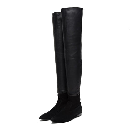 Chanel Suede Lambskin Thigh High Boots 40.5 Black 3 of 12