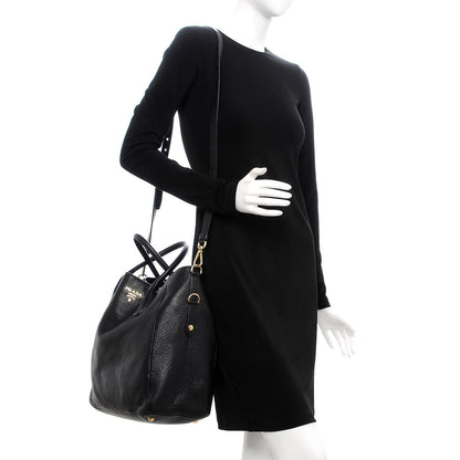 Prada Vitello Daino Tote Nero Black 2 of 11