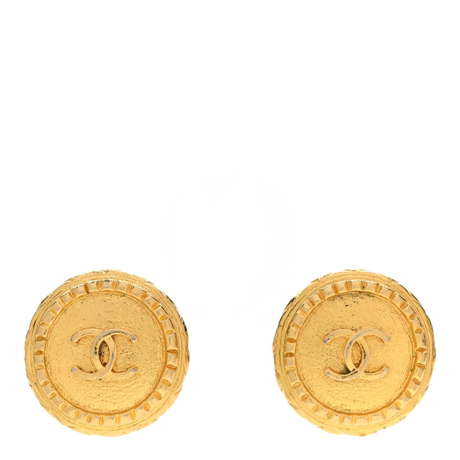 Chanel Metal CC Round Clip On Earrings Gold 1 of 4