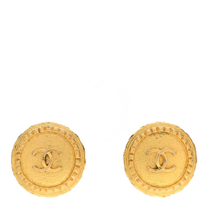 Chanel Metal CC Round Clip On Earrings Gold 1 of 4