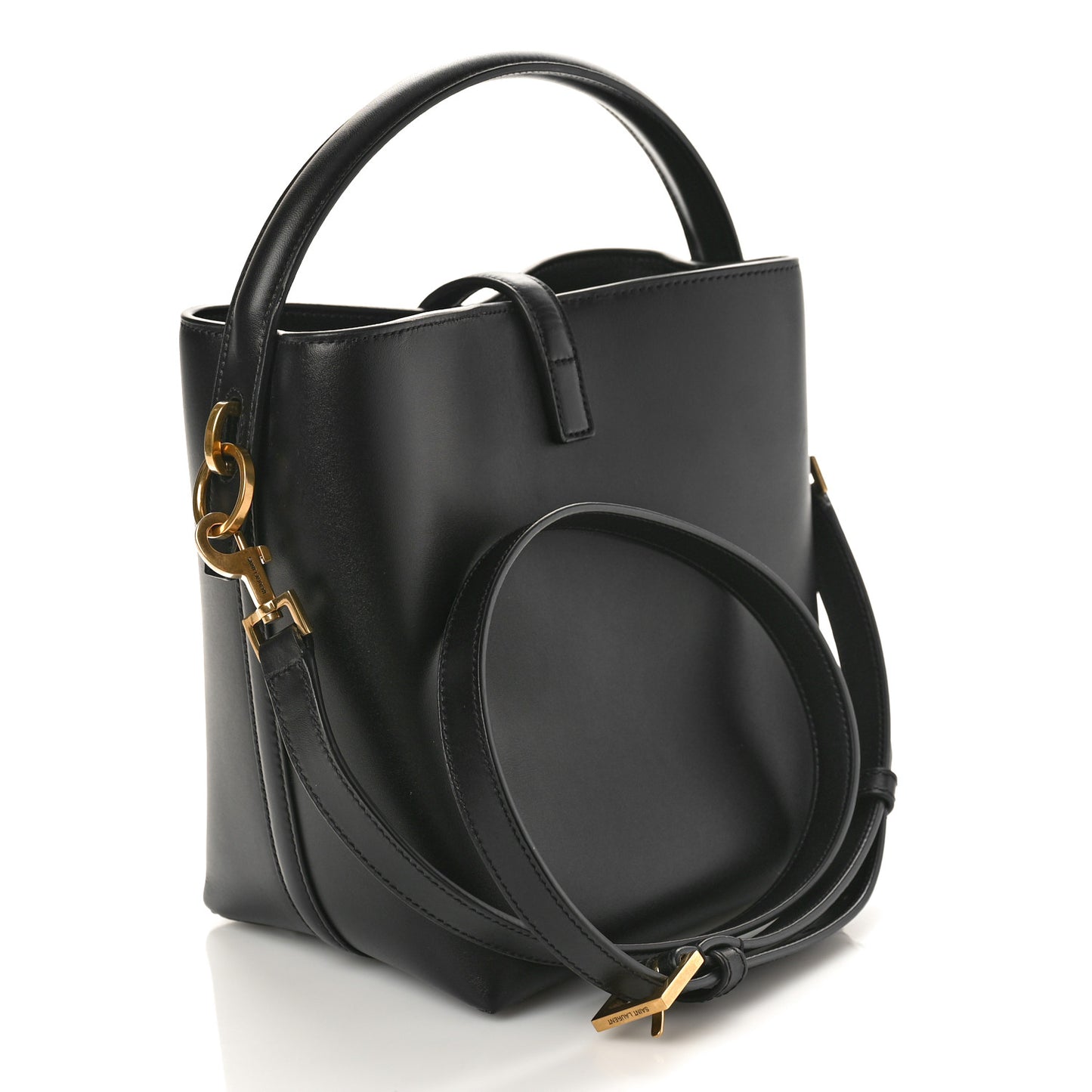 Shiny Calfskin Le 37 Bucket Bag Black