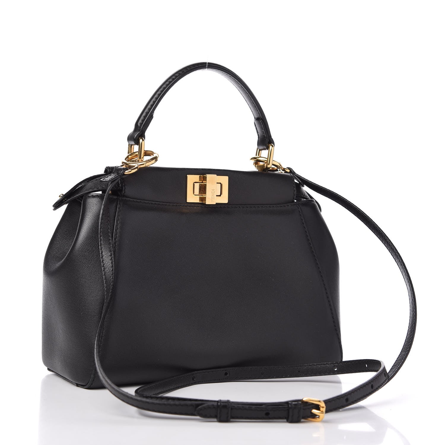 Fendi Nappa Mini Peekaboo Iconic Satchel Black 3 of 9